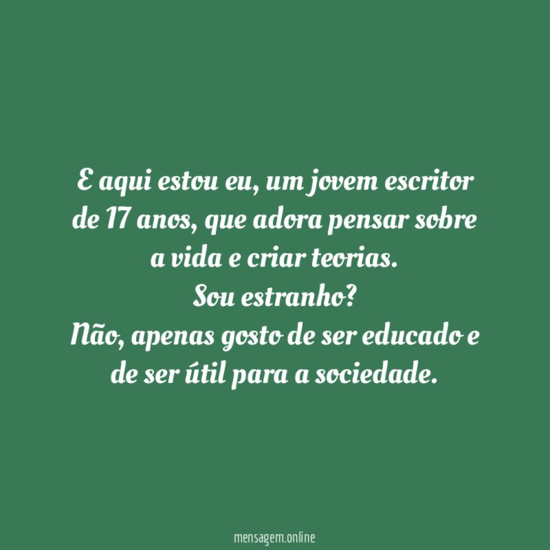 E aqui estou eu