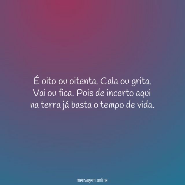 É oito ou oitenta