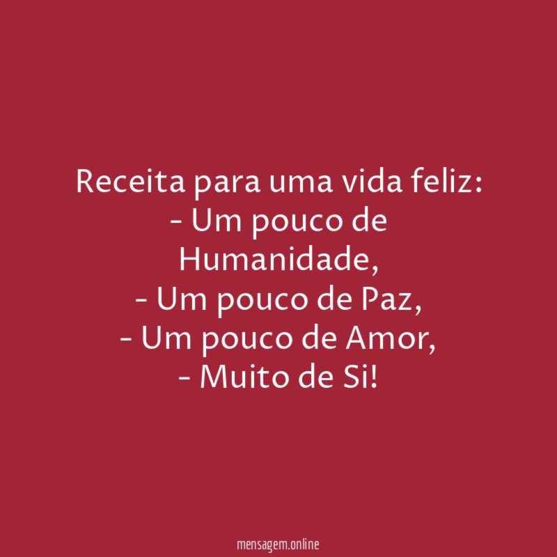 Receita para uma vida feliz