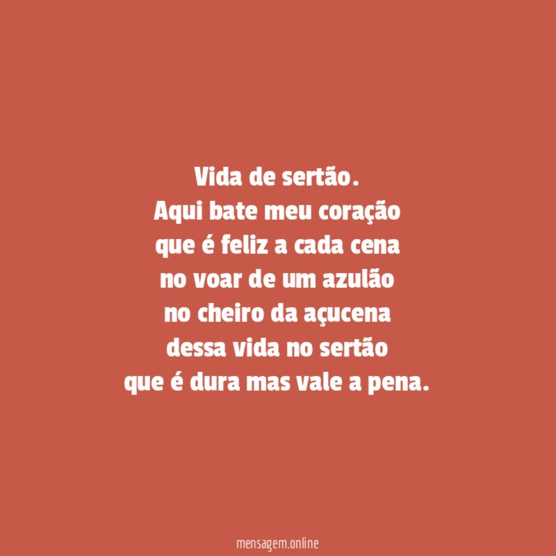 Vida de sertão.