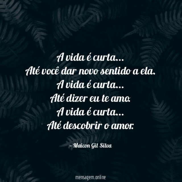 A vida é curta
