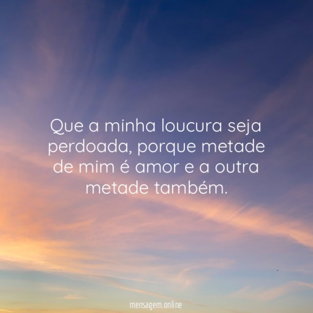 Que a minha loucura seja perdoada