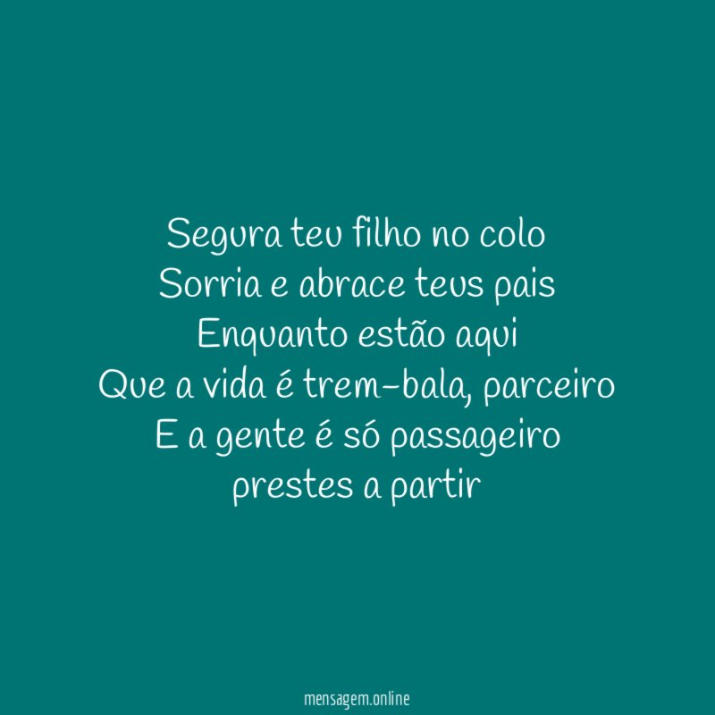 Segura teu filho no colo Sorria e abrace teus