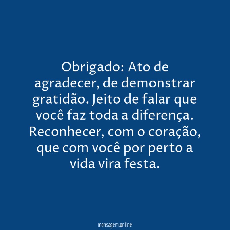 O significado de obrigado
