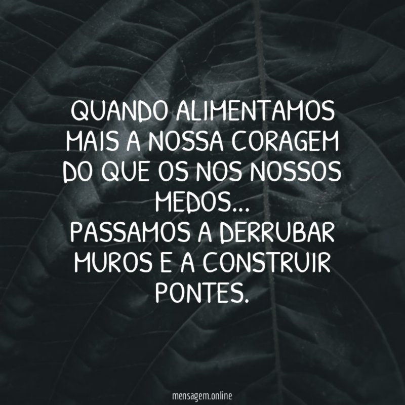 Quando alimentamos mais a nossa coragem Do que os nos nossos medos