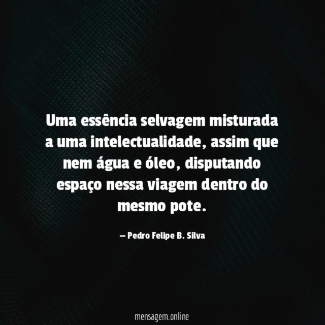 Uma essência selvagem misturada a uma intelectualidade