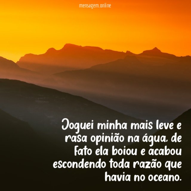 Joguei minha mais leve e rasa opinião na água