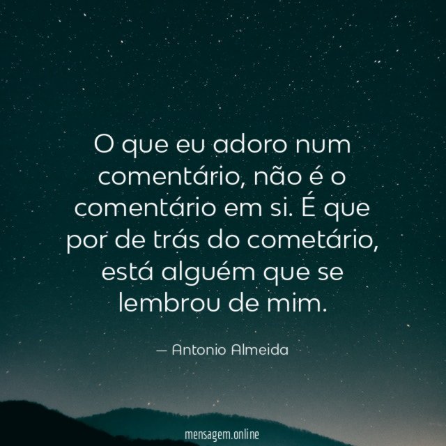 O que eu adoro num comentário