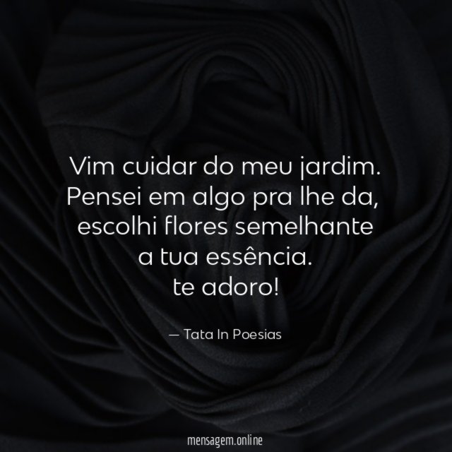 Vim cuidar do meu jardim.
Pensei em algo pra lhe da ,
escolhi flores semelhante
a tua essência.
