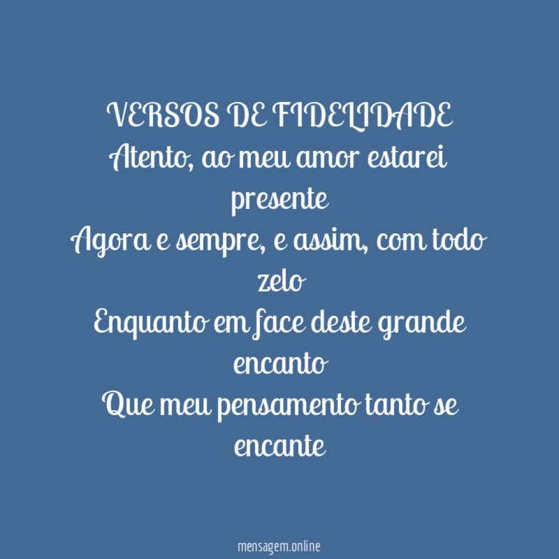 VERSOS DE FIDELIDADE