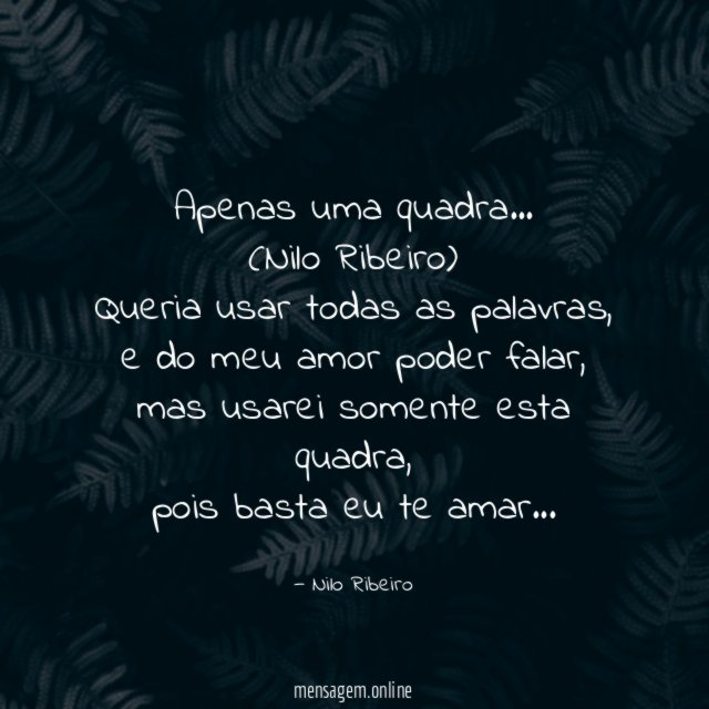 Apenas uma quadra…
(Nilo Ribeiro)
