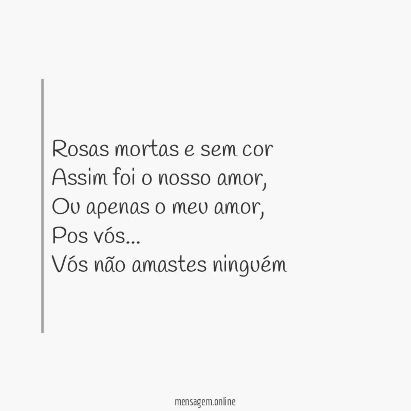 Rosas mortas e sem cor Assim foi o nosso amor