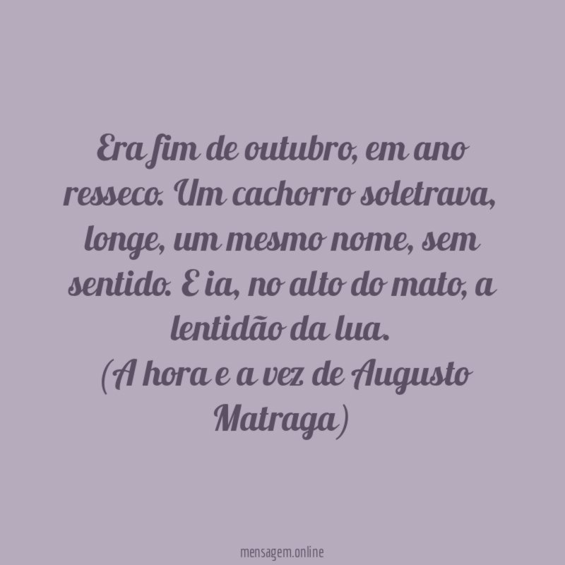 Era fim de outubro