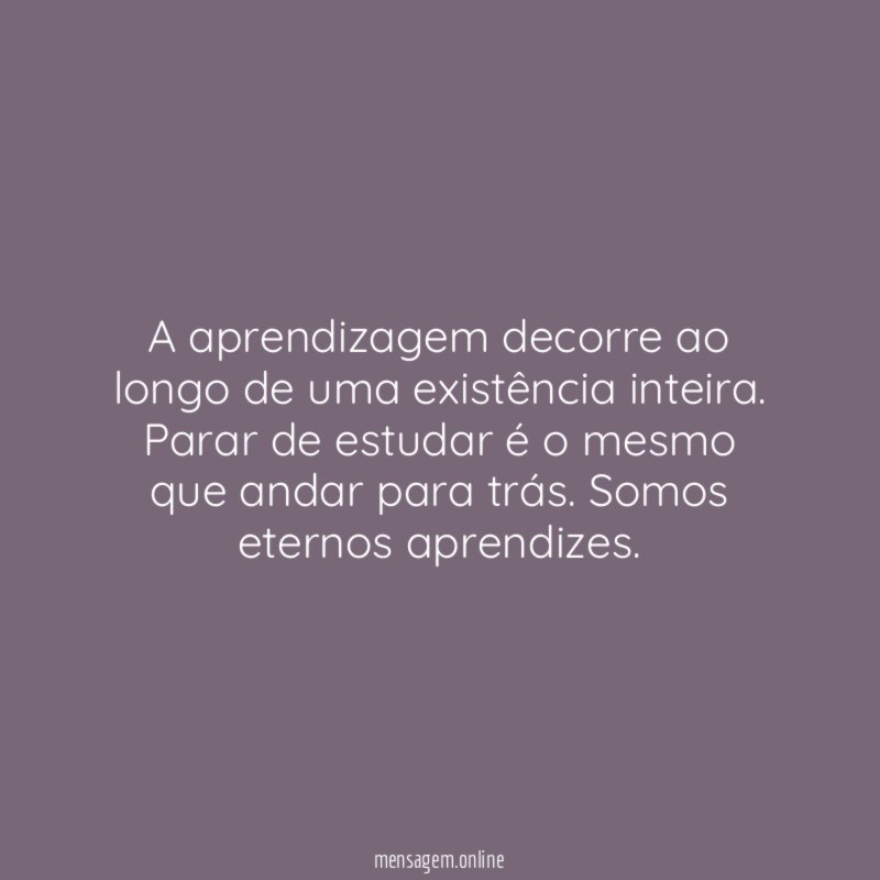 A aprendizagem decorre ao longo de uma existência inteira