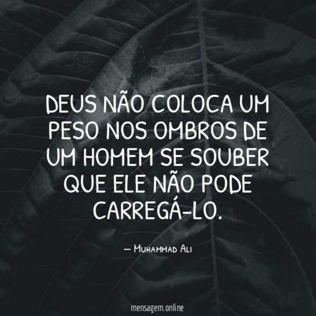 Deus não coloca um peso nos ombros de