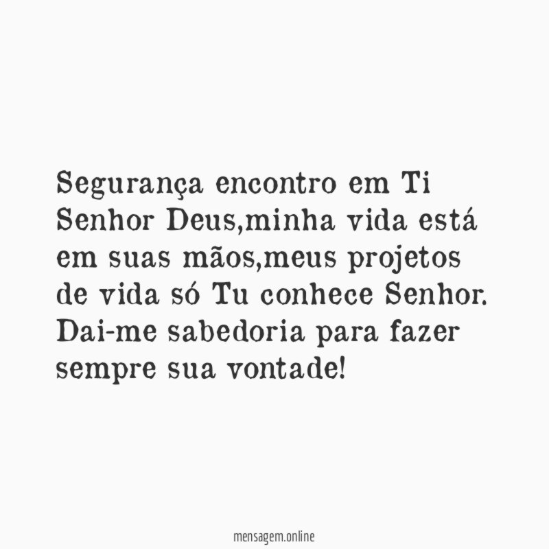 segurança encontro em Ti Senhor Deus