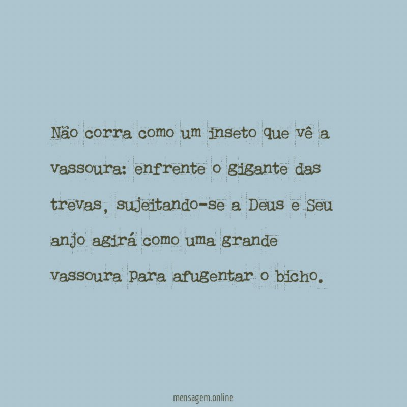 Não corra como um inseto que vê a vassoura