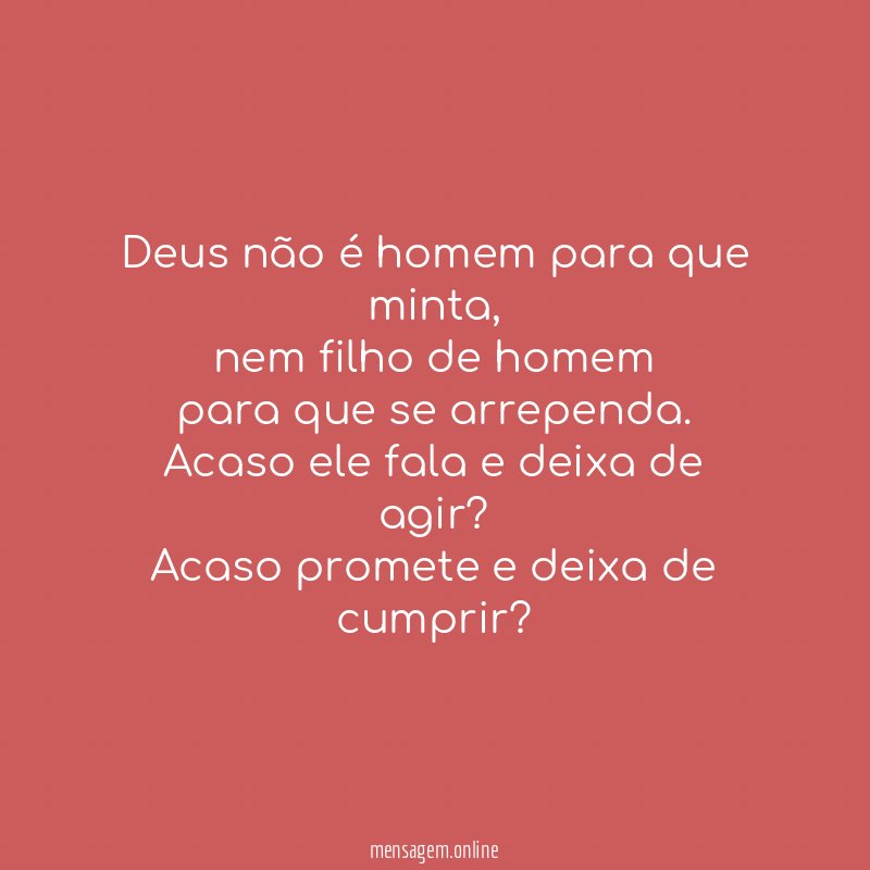Deus não é homem para que minta