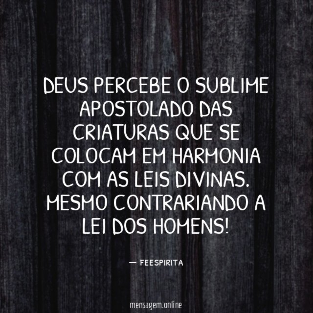 DEUS PERCEBE O SUBLIME APOSTOLADO DAS CRIATURAS QUE