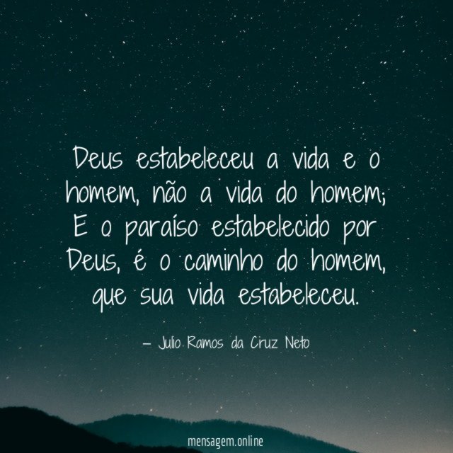 Deus estabeleceu a vida e o homem
