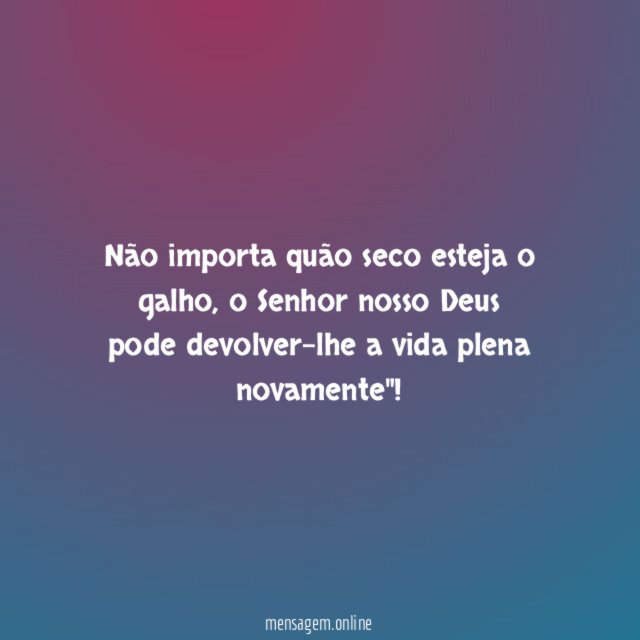 Não importa quão seco esteja o galho