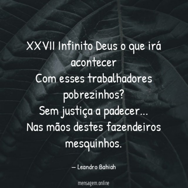 XXVII Infinito Deus o que irá acontecer