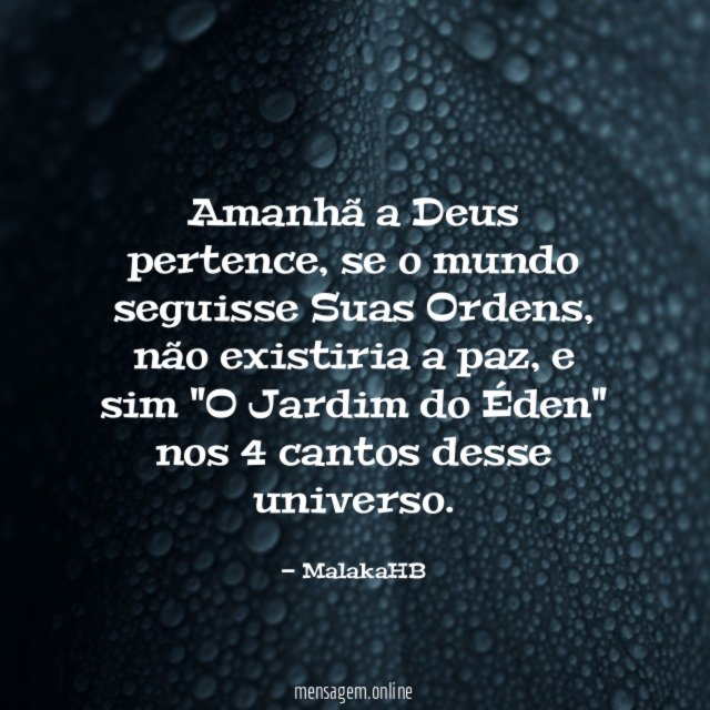 Amanhã a Deus pertence