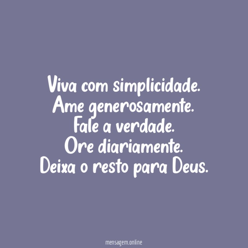 Viva com simplicidade