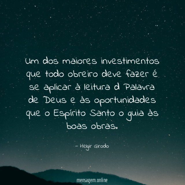 Um dos maiores investimentos que todo obreiro deve