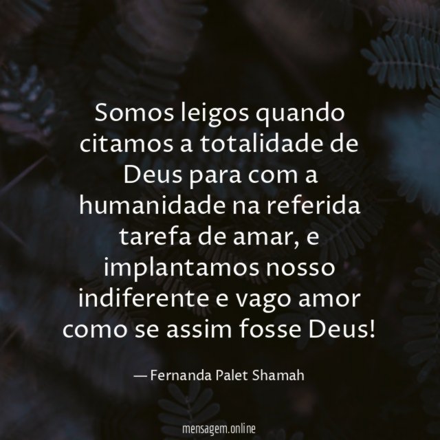 Somos leigos quando citamos a totalidade de Deus