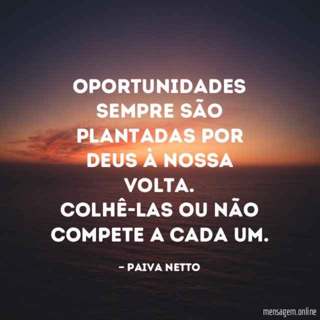 Oportunidades sempre são plantadas por Deus à nossa volta