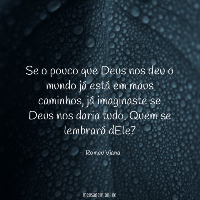 Se o pouco que Deus nos deu