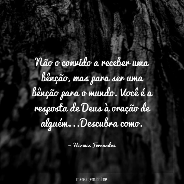 Não o convido a receber uma bênção