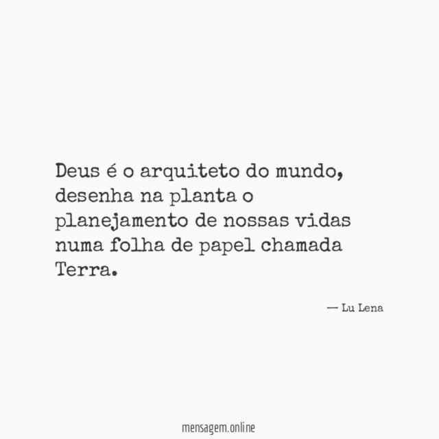 Deus é o arquiteto do mundo