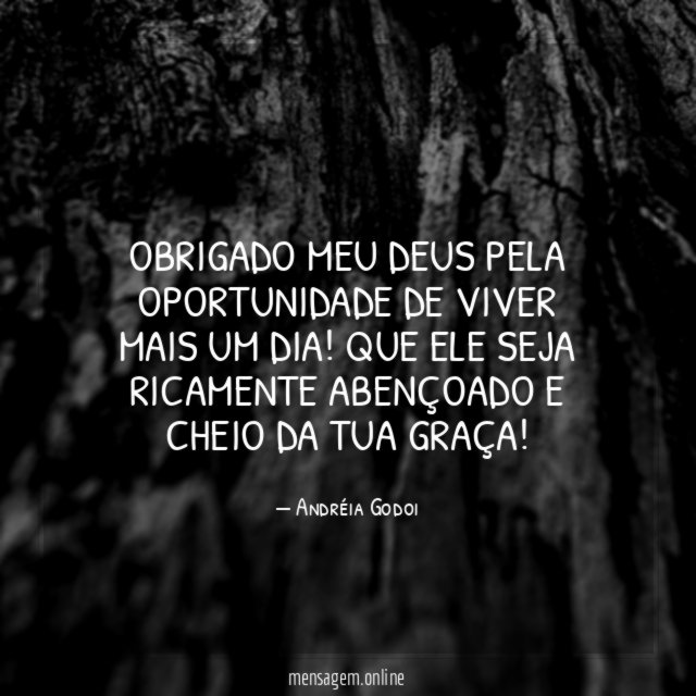 Obrigado meu Deus pela oportunidade de viver mais um dia
