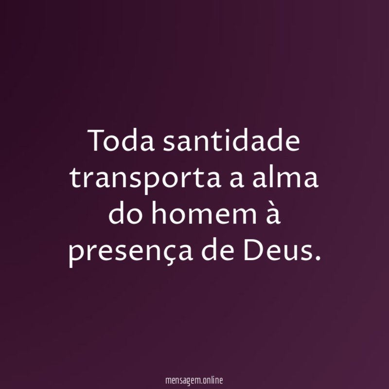 Toda santidade transporta a alma do homem à presença de Deus