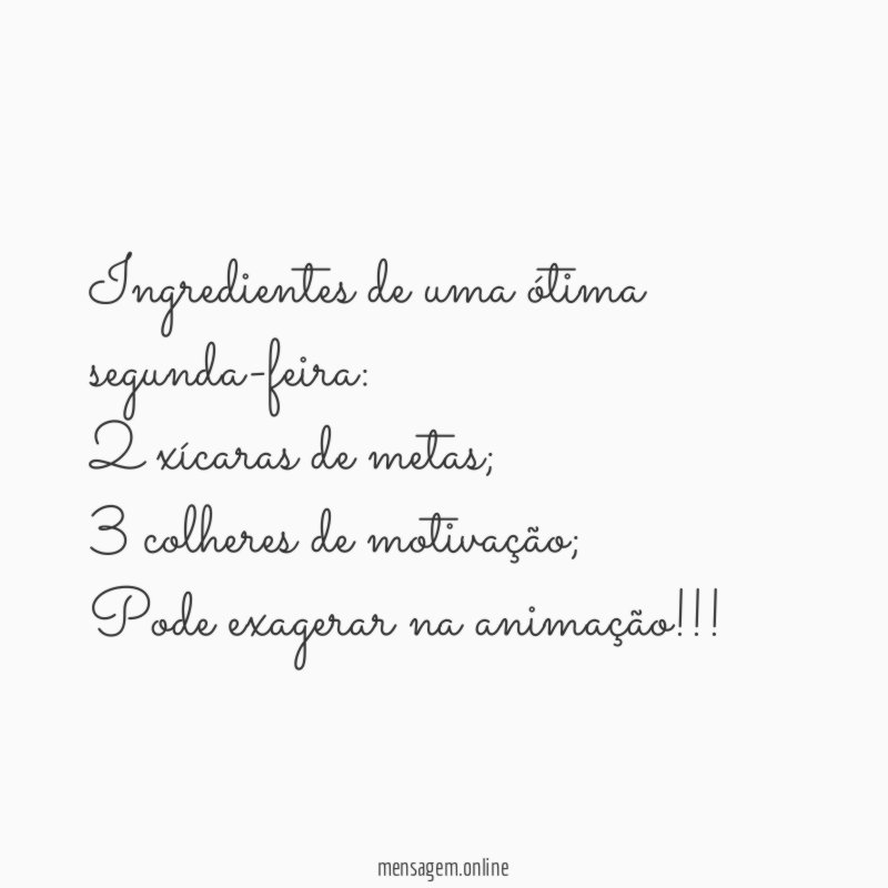 Receita para a segunda-feira