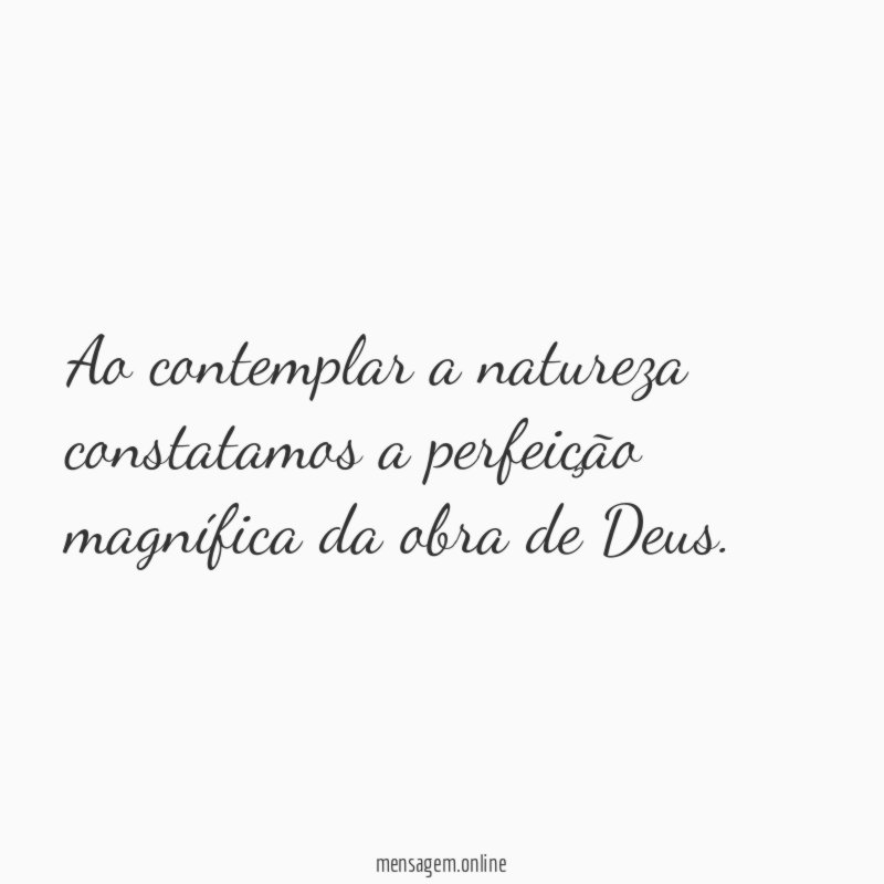 Ao contemplar a natureza constatamos a perfeição magnífica