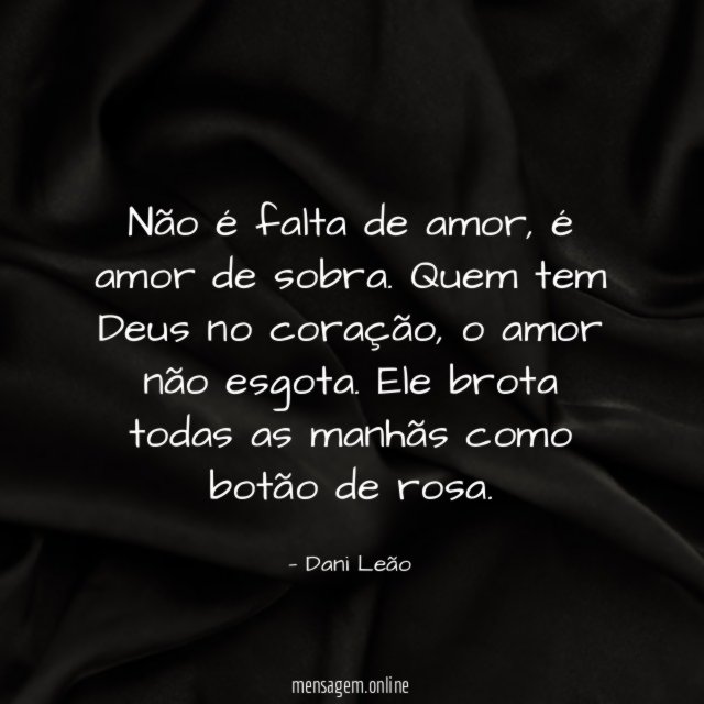 Não é falta de amor