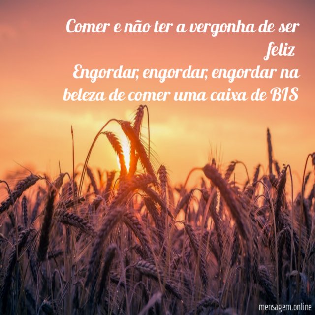 Comer e não ter a vergonha de ser feliz