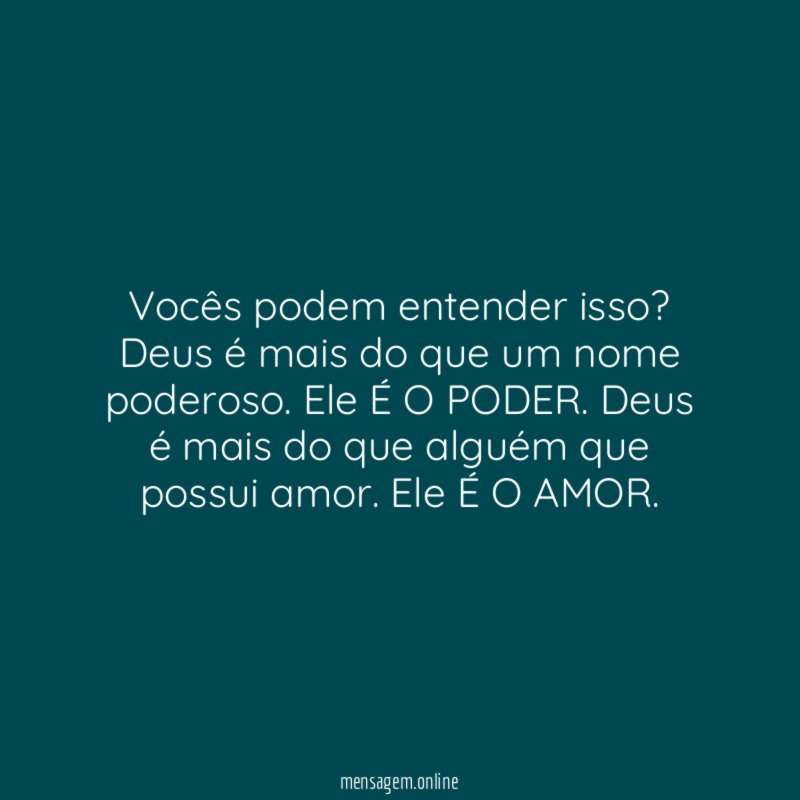 Vocês podem entender isso