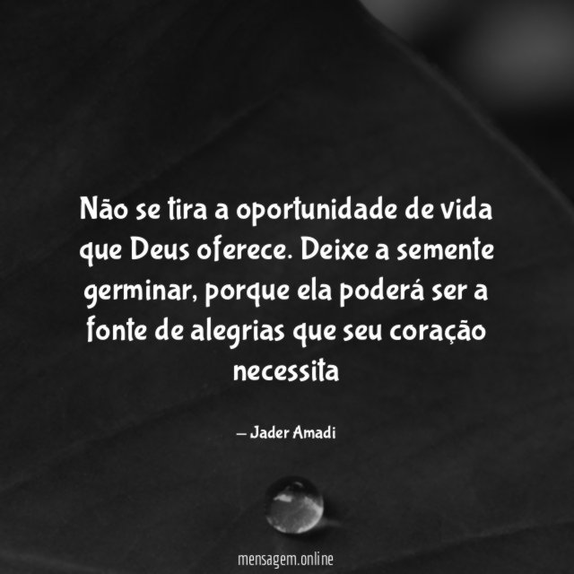 Não se tira a oportunidade de vida que Deus oferece