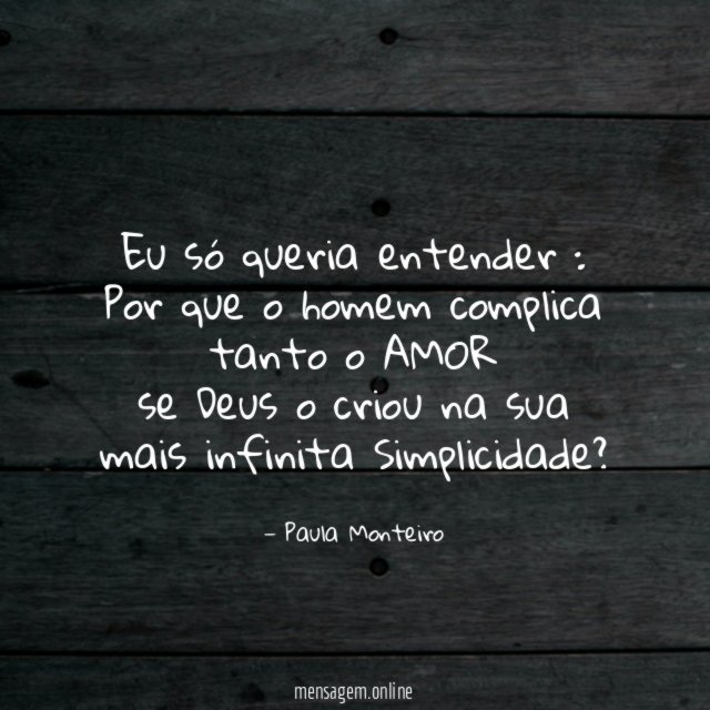 Eu só queria entender