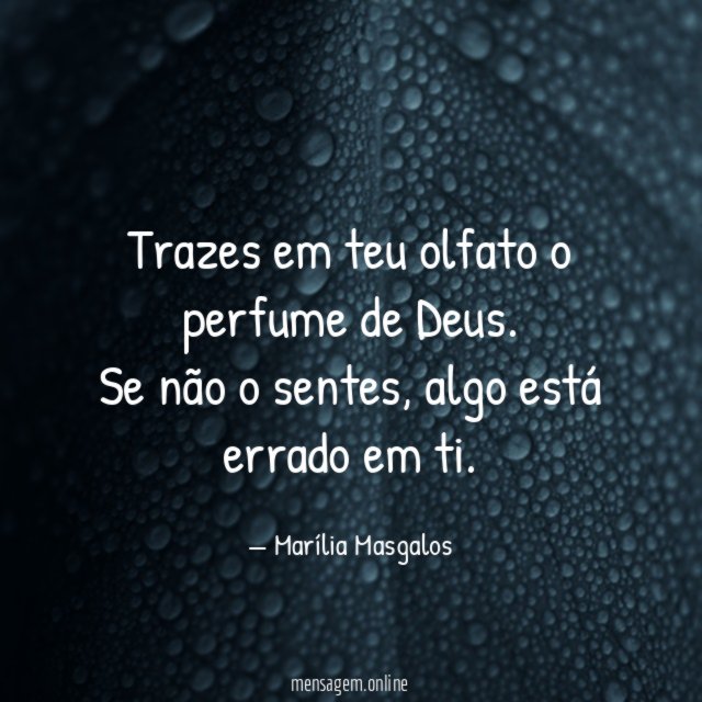Trazes em teu olfato o perfume de Deus