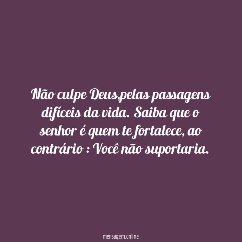 Não culpe Deus