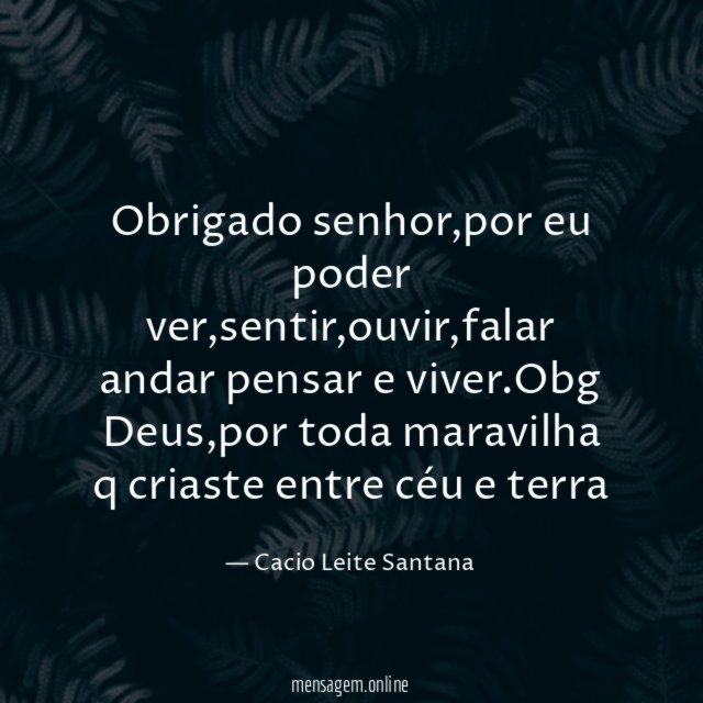 Obrigado senhor