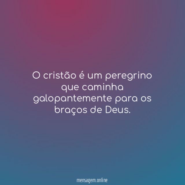 O cristão é um peregrino que caminha galopantemente