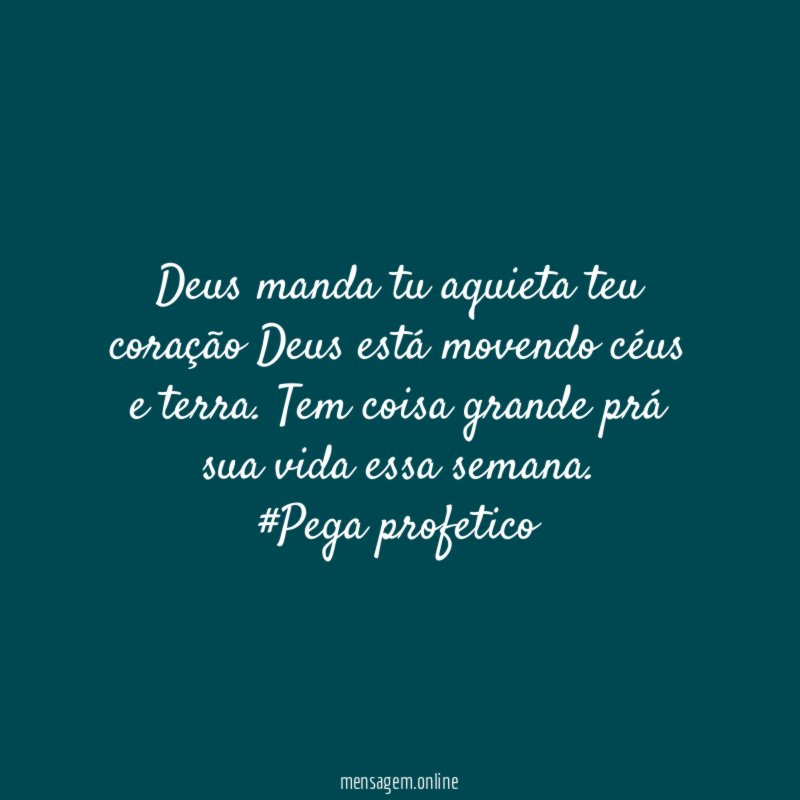 Deus manda tu aquieta teu coração Deus está