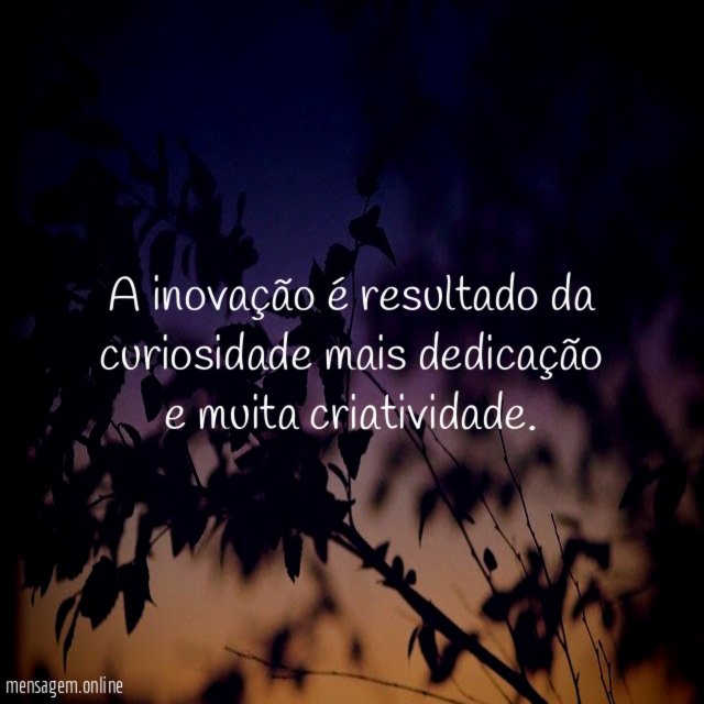 A inovação é resultado da curiosidade mais dedicação e muita criatividade