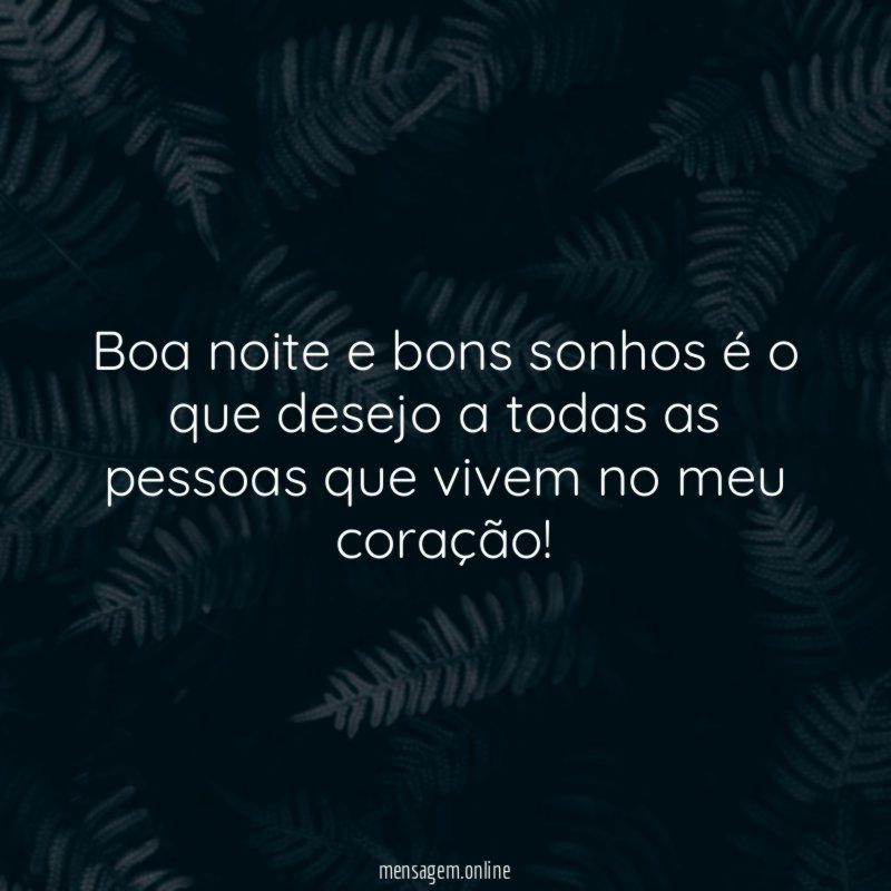 Boa noite e bons sonhos o que desejo